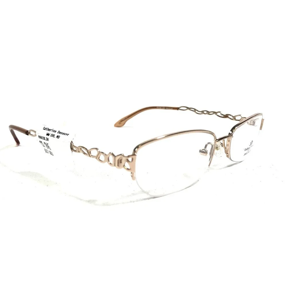 Catherine Deneuve CD-246 GLD Eyeglasses Frames Gold Oval Half Rim 52-17-140